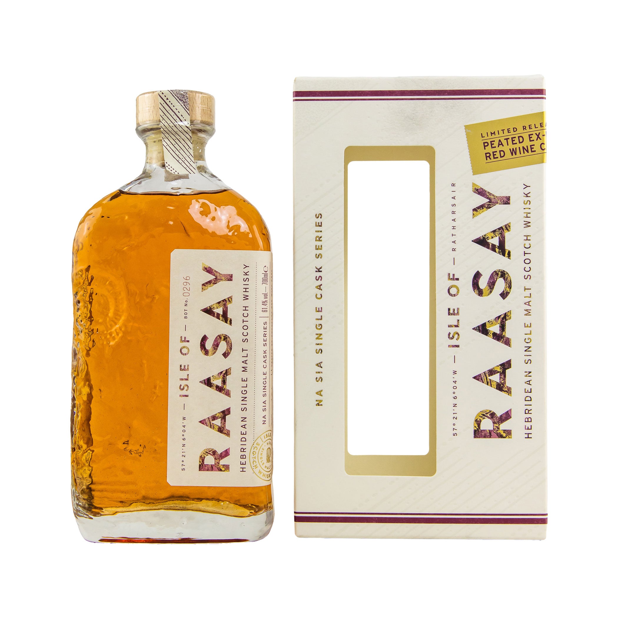 Isle of Raasay Peated First Fill Bordeaux Red Wine Cask - Hebridean Single Malt Scotch Whiskey - Na Sia Single Cask Series