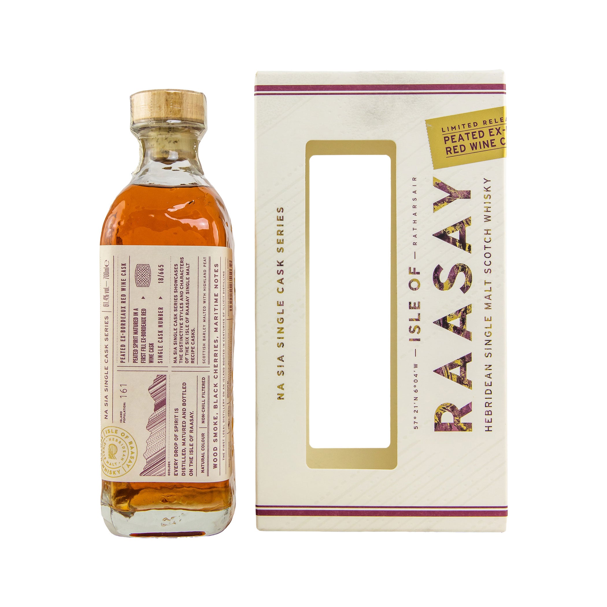 Isle of Raasay Peated First Fill Bordeaux Red Wine Cask - Hebridean Single Malt Scotch Whiskey - Na Sia Single Cask Series