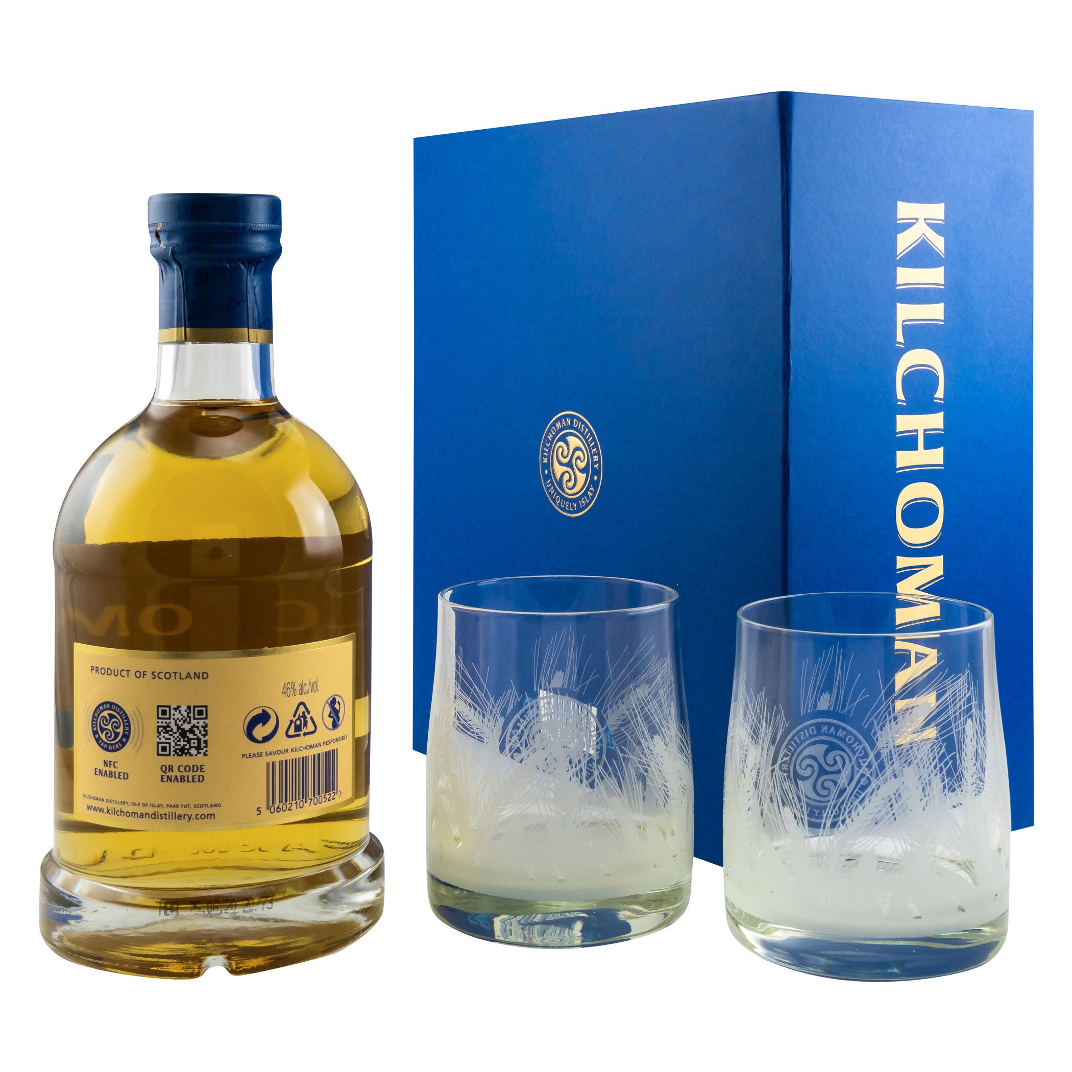 Kilchoman Machir Bay Geschenkset mit 2 Gläser - Islay 46 % Single Malt Whisky Gift Pack