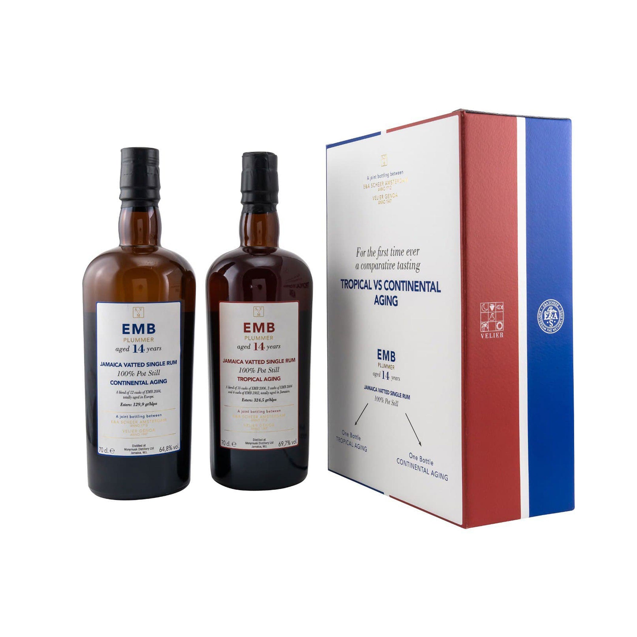 EMB Plummer 14 Years - Tropical vs Continental Aging - Comparative Tasting Set - 2 Bottles - Scheer Velier Main Jamaica Vatted Single Rum